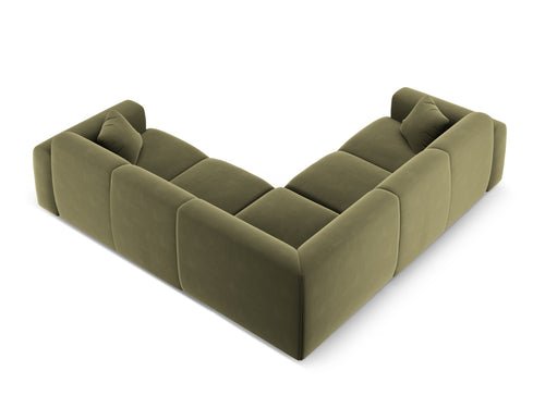 Cosmopolitan Design Hoekbank Nolio 5-zits, flueel lichtgroen - 252x252x72cm