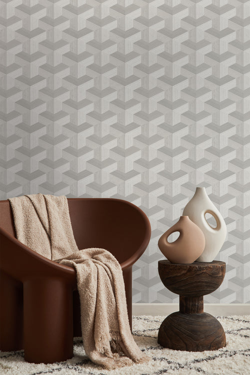 Origin Wallcoverings behang grafisch 3D motief grijs - 50 x 900 cm - 347999 - vtwonen shop