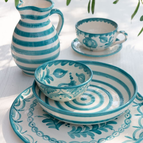 J-Line kom Granada High - keramiek - wit/aqua - small - Ø 14 cm - vtwonen shop