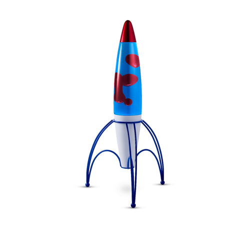 Lighto | Raket lavalamp | blauwe vloeistof met rode lava - vtwonen shop