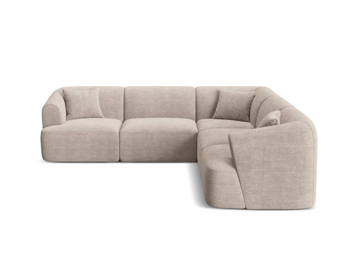 Cosmopolitan Design Symmetrische modulaire hoekbank Campi 6-zits, ribfluwelen cappuccino - 255x255x70cm