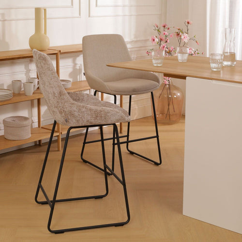 Nolon Nino-Isa Barkruk Bruin - Stof - Zwart Onderstel - 65 cm - vtwonen shop