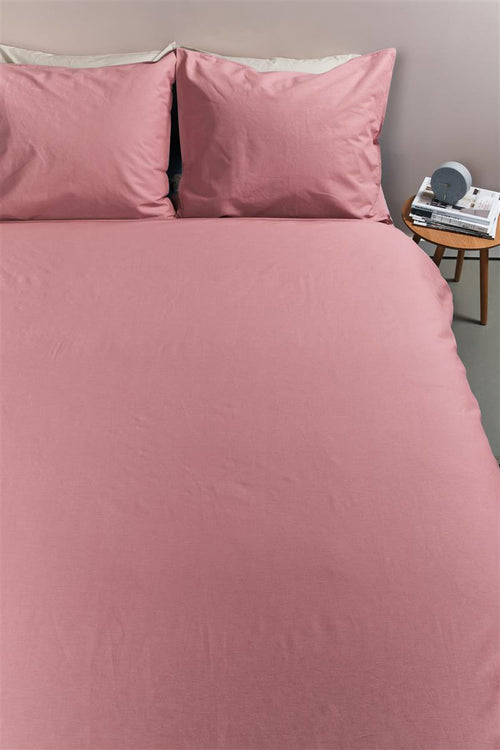 Ambiante Cotton Uni dekbedovertrek - Effen - Tweepersoons - 200x200/220 - Roze