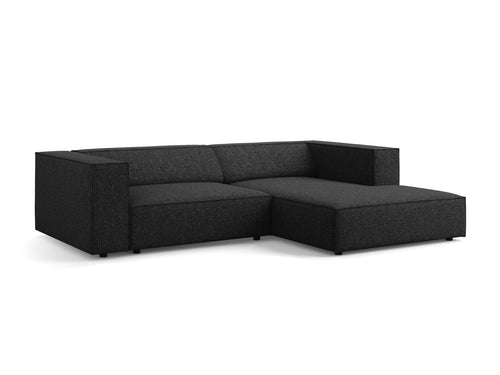 Cosmopolitan Design rechter hoekbank Arendal 3-zits, chenille, zwart - 166x224x70cm