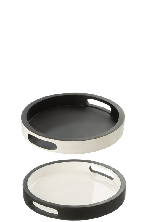 J-Line plateau Vik - dienblad - hout - zwart/wit - small - 2 stuks - vtwonen shop