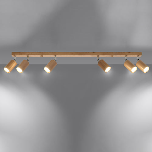 Sollux Lighting Plafondlamp BERG 6 naturel hout - 120x5x20cm