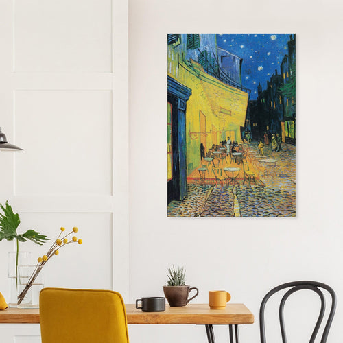 Artfulprints Canvas Vincent van Gogh – Caféterras bij nacht canvas - 75x100 cm - Geel