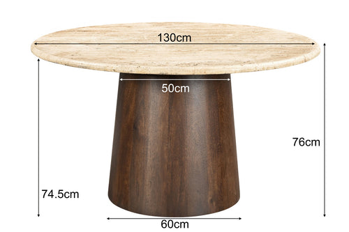 Livingfurn eetkamertafel Valentino Round - 130cm - mangohout
