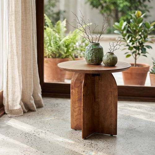 Raw Materials Bullnose bijzettafel mangohout - Ø50 cm