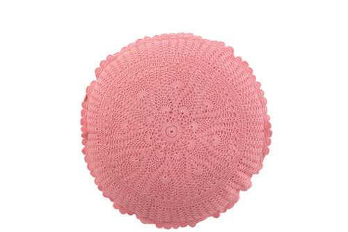 J-Line kussen Rond Mia Kant - katoen - roze - vtwonen shop