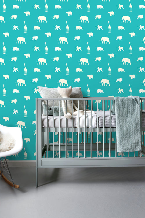 ESTAhome behang dieren turquoise - 53 cm x 10.05 m - 137337