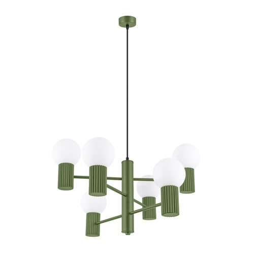 Sollux Lighting Kroonluchter HALO 6 olijfgroen - 64x64x230cm