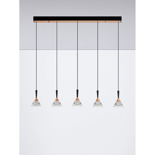 Nova Luce PALUZ Hanglamp voor aan het plafond, roségoud, matzwart, Triac dimbare LED 30W 1558lm 3000K