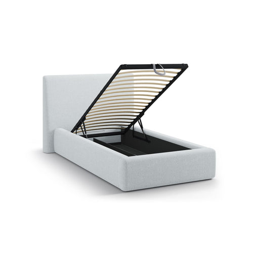 Cosmopolitan Design - Opbergbed met hoofdeinde Asti 90x200cm structurele stof lichtgrijs - 220x130x95cm