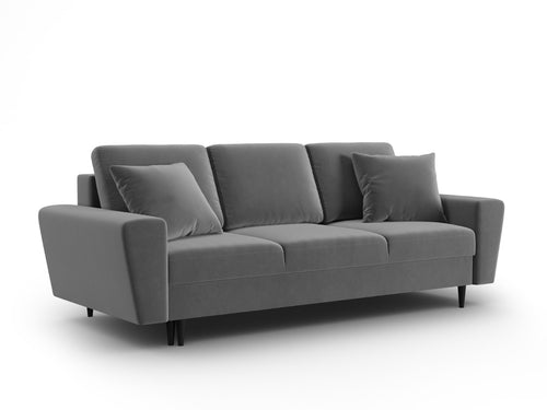 Cosmopolitan Design Slaapbank met opbergdoos Kyoto 3-zits, flueel lichtgrijs - 100x235x88cm