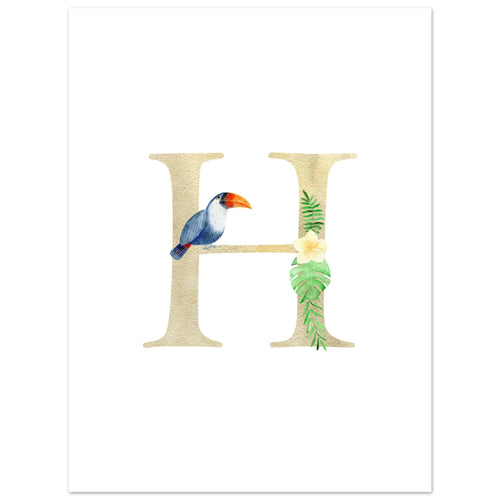 Artfulprints Poster Letter H kindernaam   - 30x40 cm - Meerkleurig