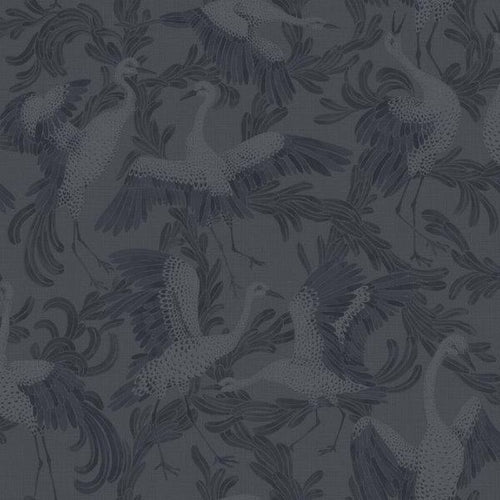 Borastapeter behang kraanvogels donkerblauw - 53 cm x 10.05 m - 660315 - vtwonen shop