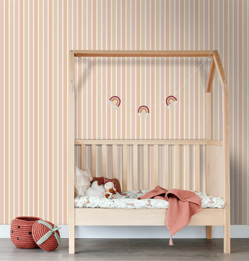 ESTAhome behang strepen beige, terracotta en mauve paars - 50 x 900 cm - 131505 - vtwonen shop