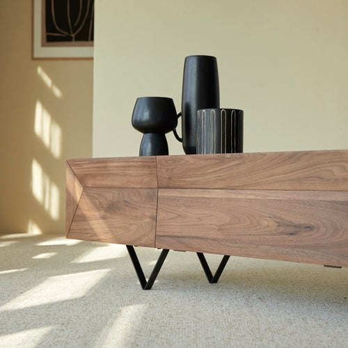 Tikamoon Massief notenhouten tv-meubel 175 cm - Donkerbruin - vtwonen shop