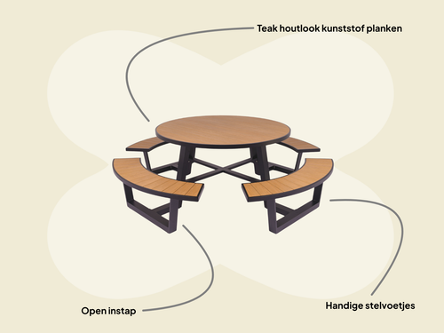 MaximaVida ronde aluminium picknicktafel Bermuda Ø 250 cm zwart