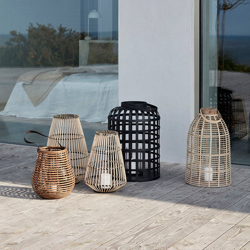 Hübsch lantaarns Grid - bamboe/glas - ø35xh54, ø41xh58cm - vtwonen shop