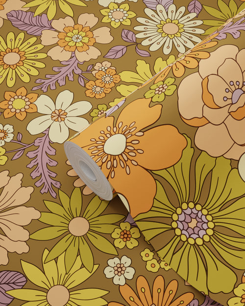 ESTAhome behang retro bloemen terracotta - 50 x 900 cm - 131809