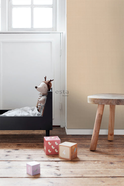 ESTAhome behang linnenstructuur warm beige - 53 cm x 10.05 m - 139472