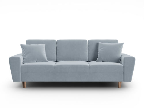 Cosmopolitan Design Slaapbank met opbergdoos Kyoto 3-zits, flueel lichtblauw - 100x235x88cm