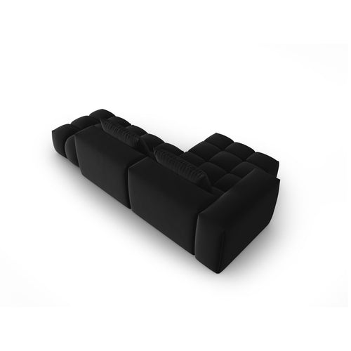 Cosmopolitan Design - Modulaire hoekbank links Verona 4-zits, flueel zwart - 145x265x70cm