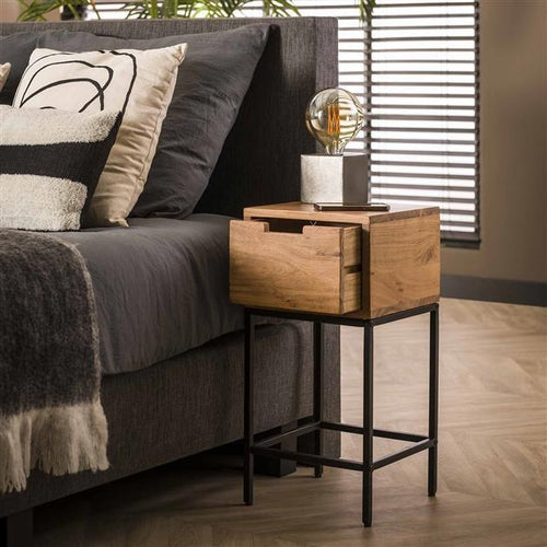 Giga Meubel Nachtkastje XS Flat - Naturel Hout - 1-Lade - 30x30x60cm