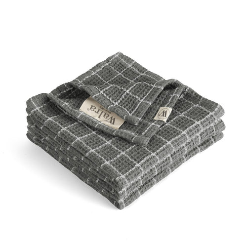 Walra - Vaatdoek Dry with Cubes - 3x 30x30 cm - Off Black