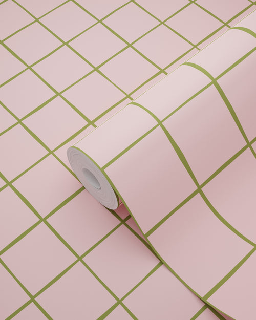 ESTAhome behang geblokt motief licht roze - 50 x 900 cm - 131594 - vtwonen shop