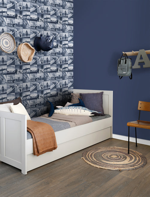 ESTAhome behang foto's van surfers donkerblauw - 53 cm x 10.05 m - 138954