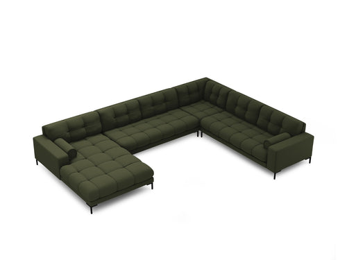 Cosmopolitan Design Panoramische hoekbank rechts Bali 7-zits, structurele stof, groente - 256x327x75cm