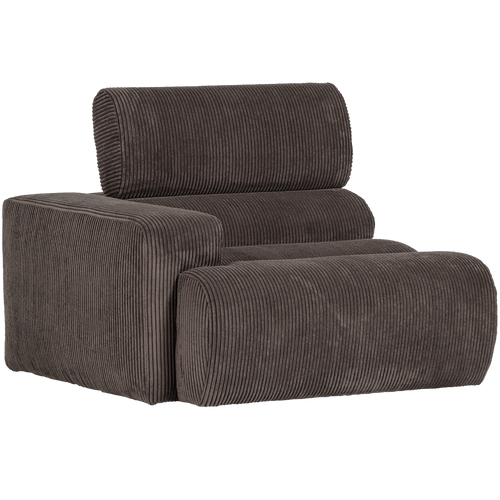 WOOOD 1-zits element bank arm rechts Novi - Ribstof - Grijsbruin - 86x109x113 - vtwonen shop