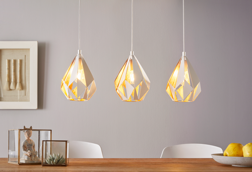 EGLO hanglamp Carlton 1 - 3 lichts - e27 - wit - goud - vtwonen shop