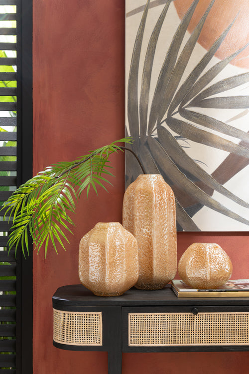 J-Line vaas - glas - lichtoranje - small - Ø 15.5 cm