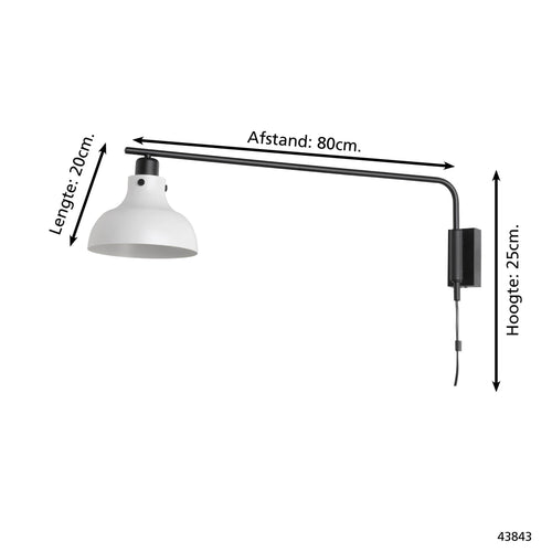 EGLO wandlamp Matlock - e27 - 25 cm - grijs/zwart - staal