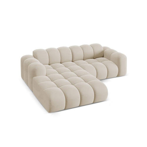Cosmopolitan Design - Linker hoekbank Treno 3-zits, flueel donkerbeige - 184x240x70cm