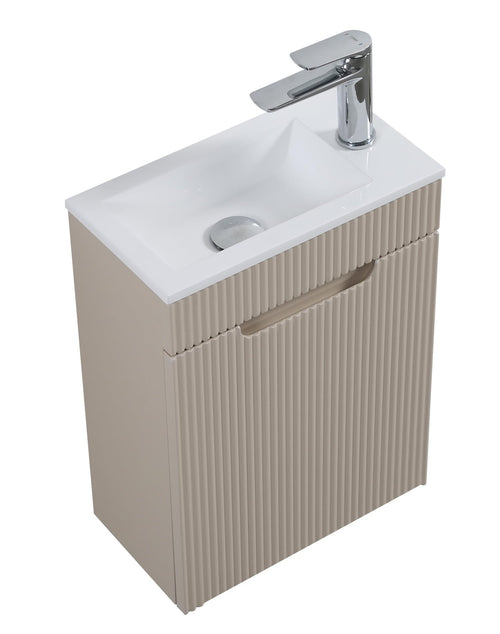 Badplaats Toiletmeubel Thermis 40 x 22 cm – Beige – Fonteinmeubel met Witte Wastafel