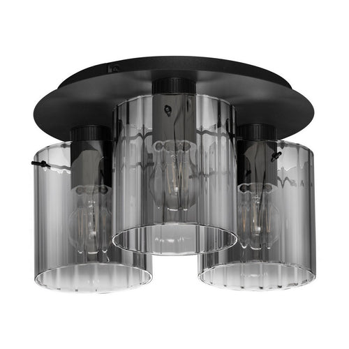 Nova Luce MIRBI Plafondlamp met lampenkap in de kleuren Smokey en Sandy Black, E27, 3x12W