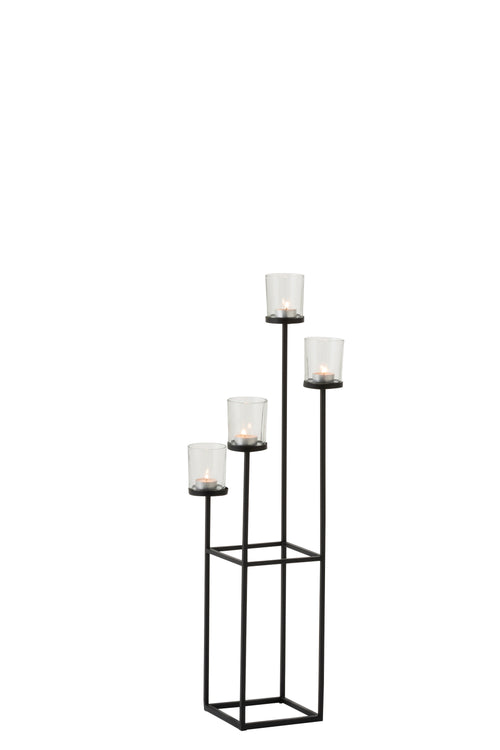 J-Line kaarshouder 4 Delen - metaal/glas - zwart