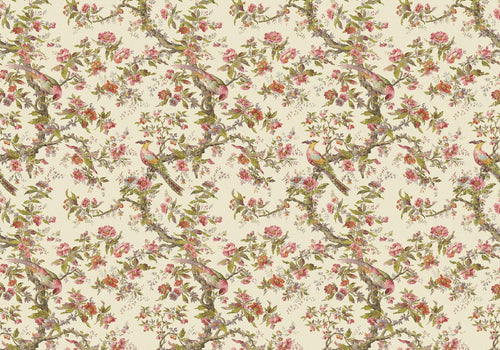 Sanders & Sanders fotobehang bloemen en vogels roze en groen - 400 x 280 cm - 611857