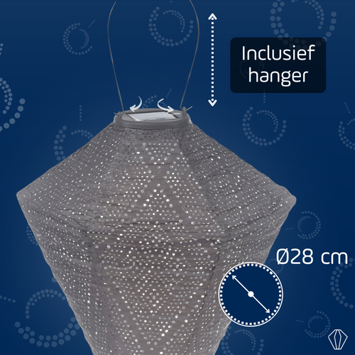 Lumiz solar lampion - ikat diamond - 28 cm - taupe - vtwonen shop