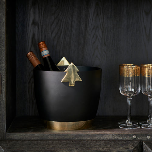 Rivièra Maison Merriest Christmas Wine Cooler - Aluminium - Zwart - vtwonen shop