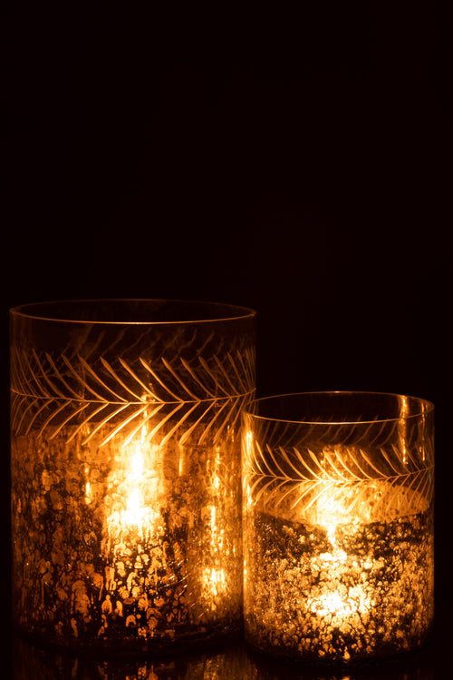 J-Line windlicht Klassiek Crackle - glas - transparant/zilver - large - vtwonen shop