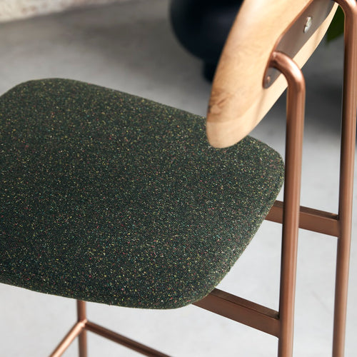 Tikamoon Massief eiken barstoel in kaki tweed - Groen