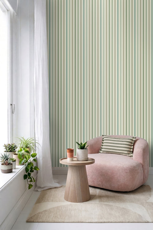 ESTAhome behang strepen groen - 50 x 900 cm - 131603