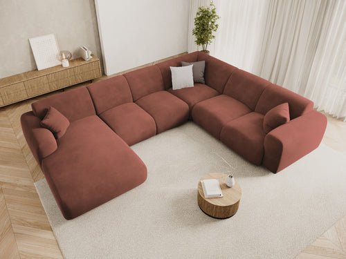 Cosmopolitan Design Panoramische hoekbank rechts Nolio 6-zits, flueel leer - 252x342x72cm