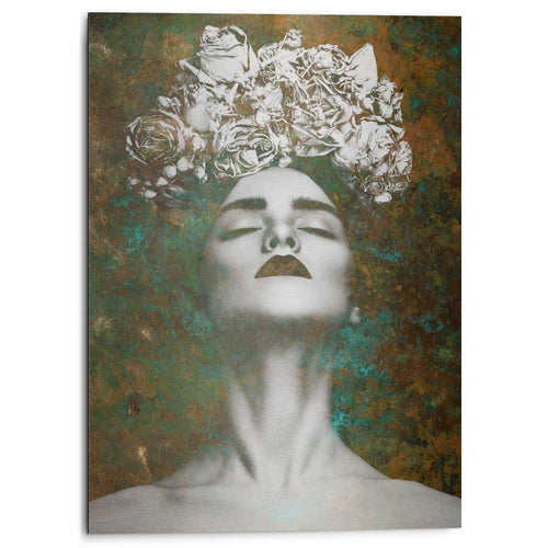 Reinders alu-dibond Vrouw met bloemenkrans - 70x50cm